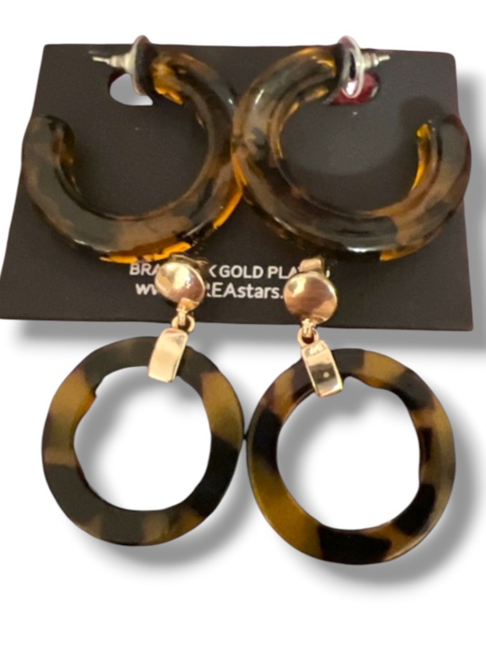 Bundle of Area Stars Women’s Tortoise Resin Open Hoop Round Leopard Earrings